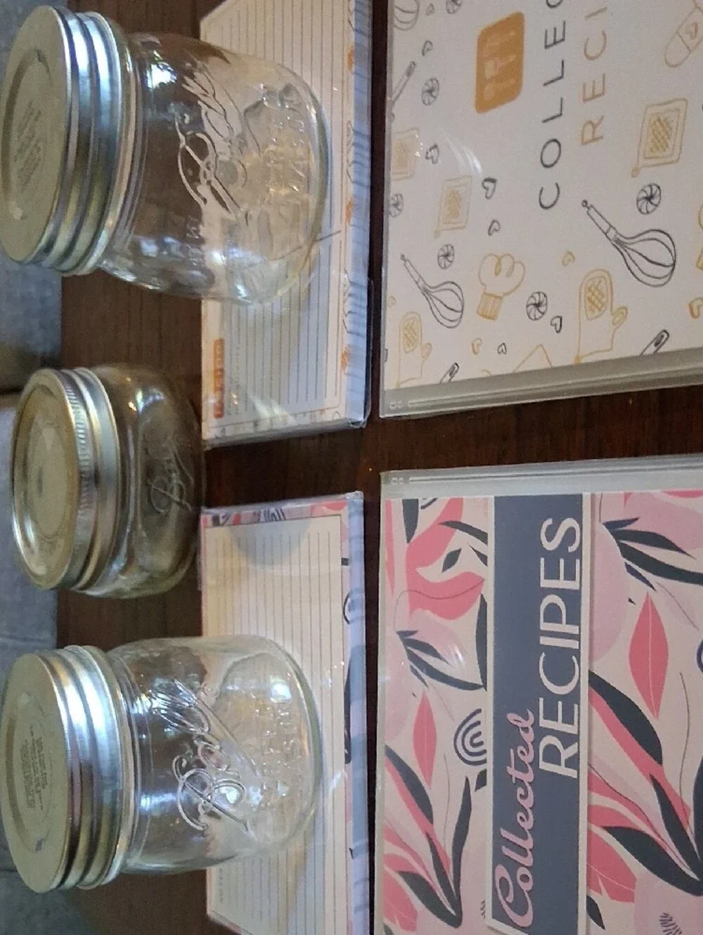 Recipe Card and Ball Mason Jar Set - Pink & Cream Collected Recipes NEW